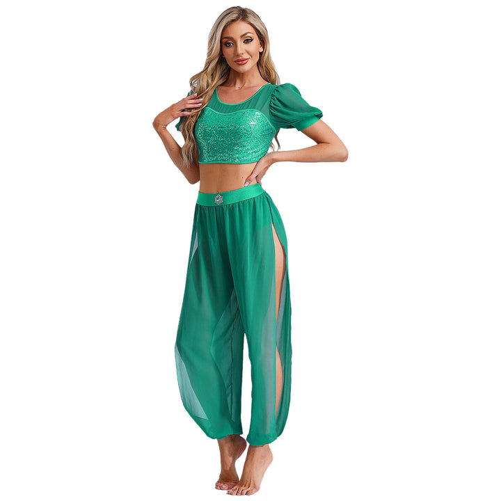 Damen Crop-Top und transparente Hose Set Drune