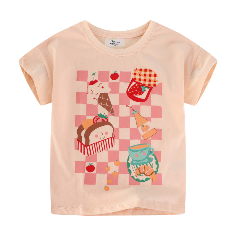 Mädchen T-Shirt mit fröhlichem Speisenmotiv Drune