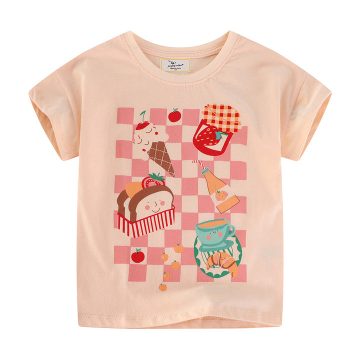Mädchen T-Shirt mit fröhlichem Speisenmotiv Drune