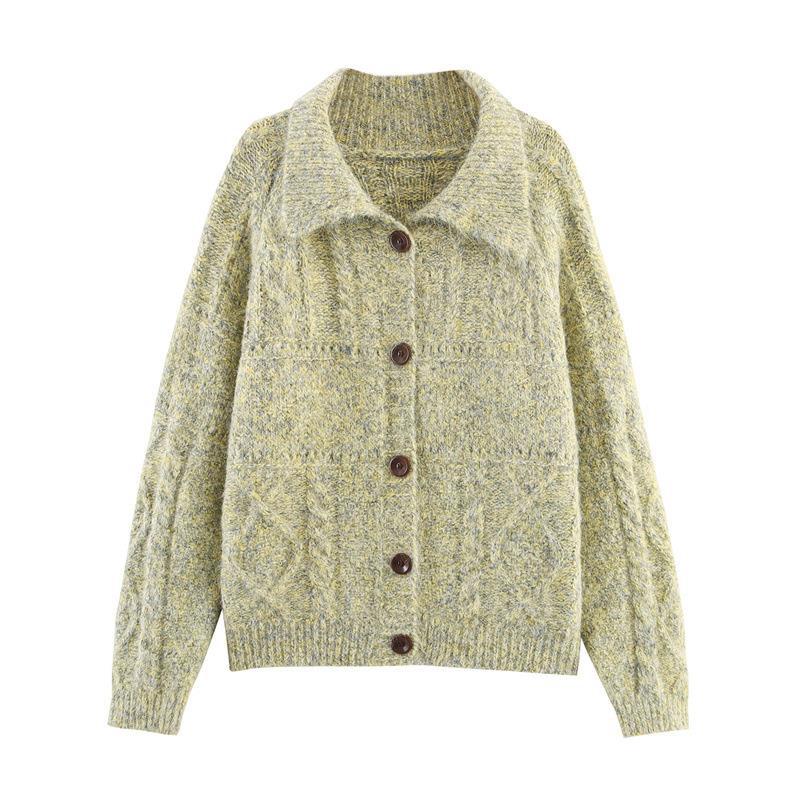 Damen Strickjacke mit modischem Kragen und Taschen Drune