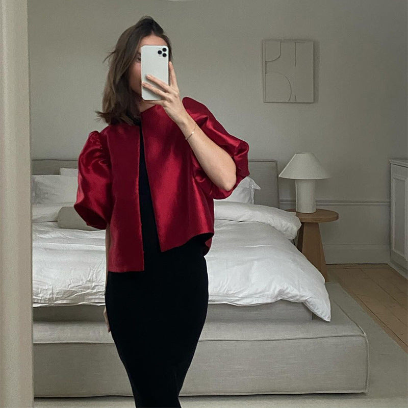 Damen stilvolle Bluse mit puffärmeln Drune