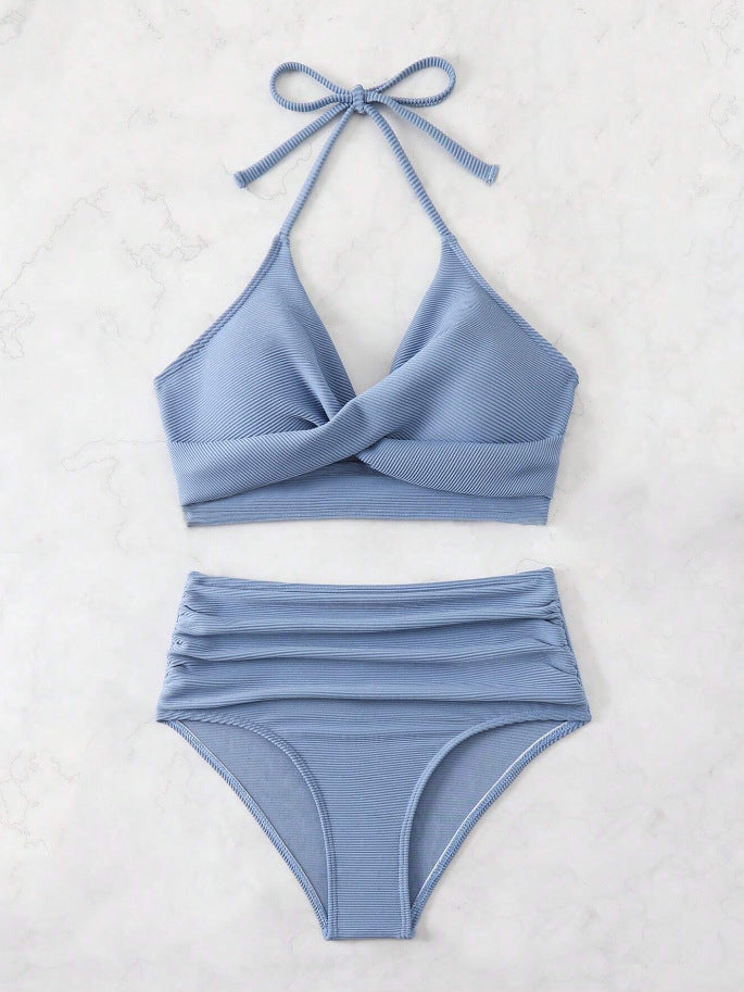 Damen Bikini-Set mit hohem Taillenbund und elegantem Wickeldesign Drune