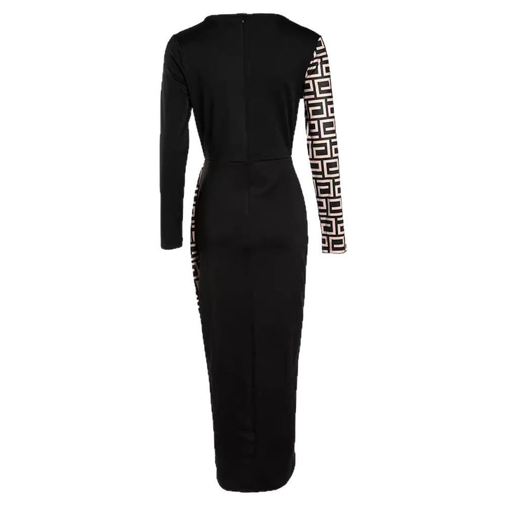 Damen Figurnahes Wickelkleid mit grafischem Muster und hohem Schlitz Drune