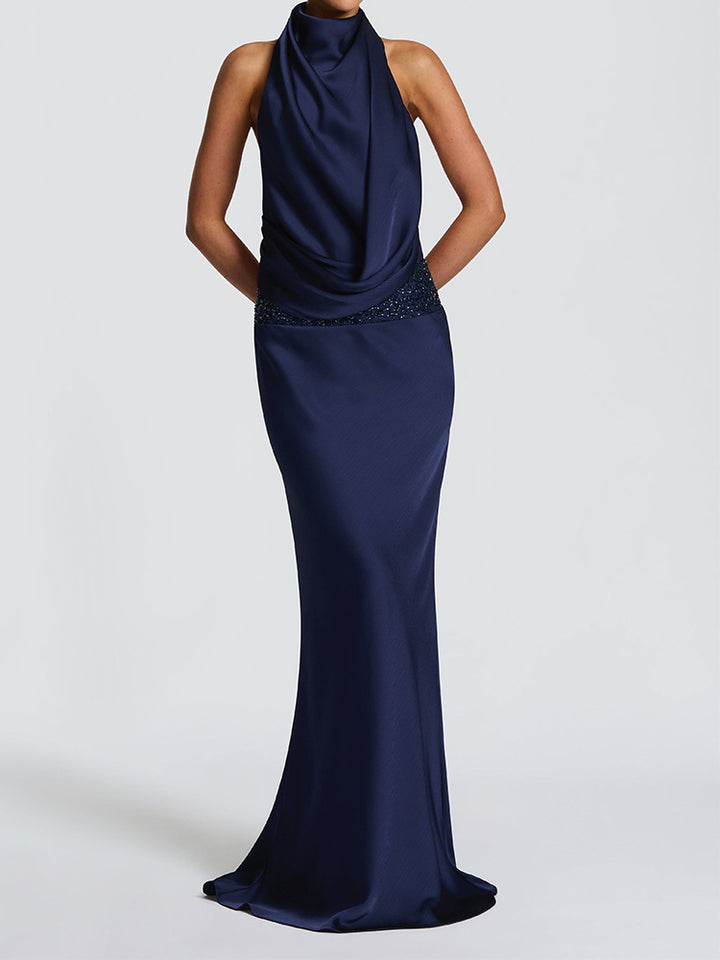 Damen Elegantes Hochzeitskleid mit schimmerndem Taillenband Drune