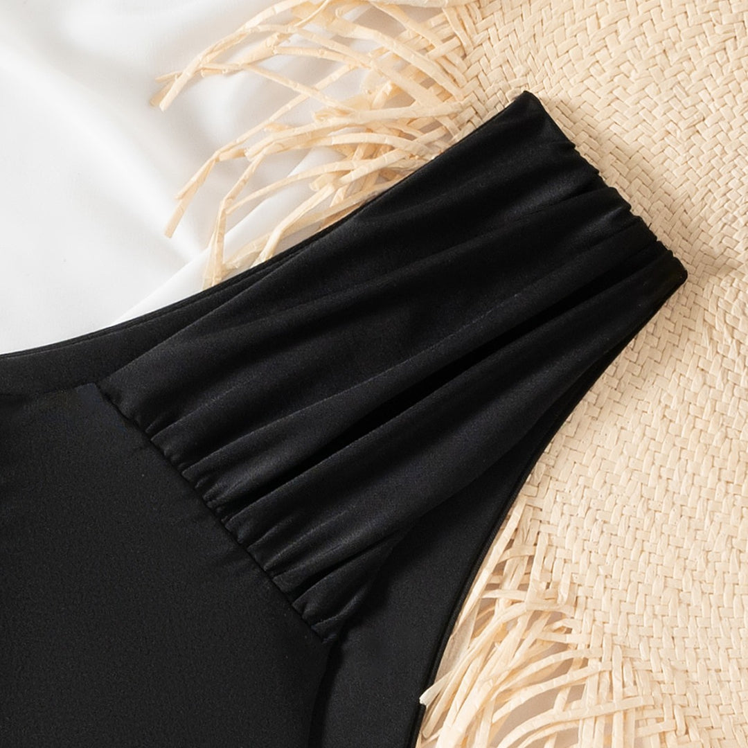 Damen Hochtaillierte Bikinihose mit eleganten Raffungselementen Drune