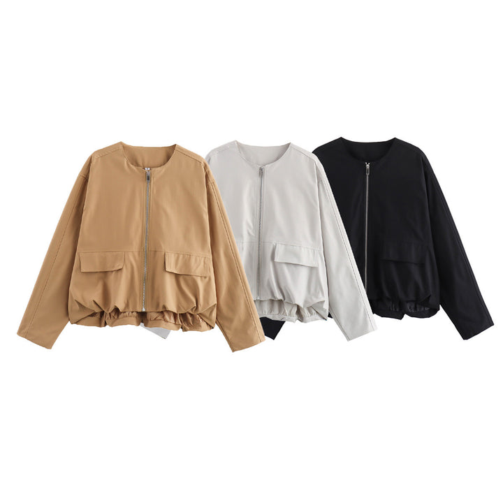 Damen lässige Steppjacke mit praktischen aufgesetzten Taschen und elastischem Bund Drune