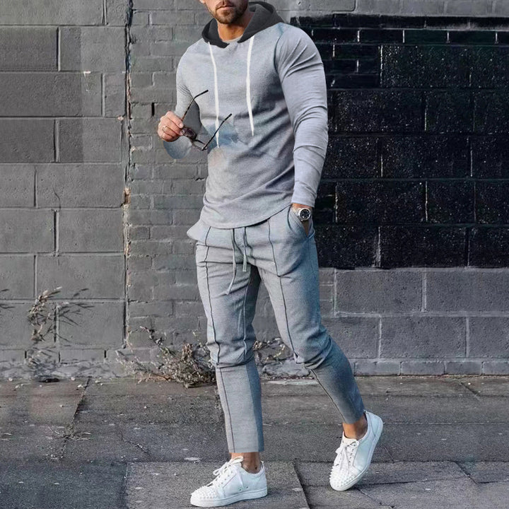 Herren nan zweiteiliges Kapuzen-Lounge-Set mit schmal geschnittenem Kapuzenpullover und tapered Jogginghose Drune