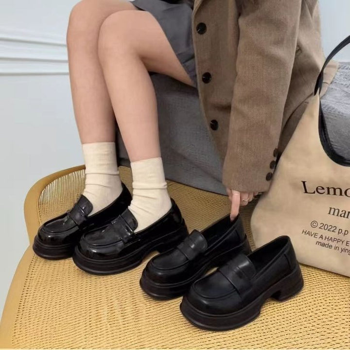 Damen Chunky Mokassins mit integriertem Socken-Design und glänzendem Obermaterial Drune