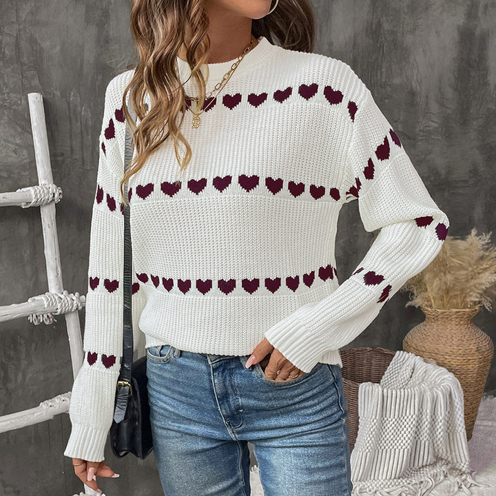 Damen Strickpullover mit Herzmotiv und lässigem Schnitt Drune