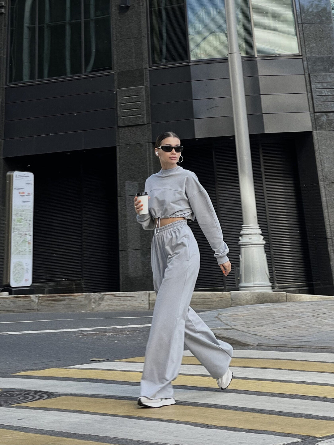 Damen lässiges und elegantes Crop-Top und weite Hose Set Drune