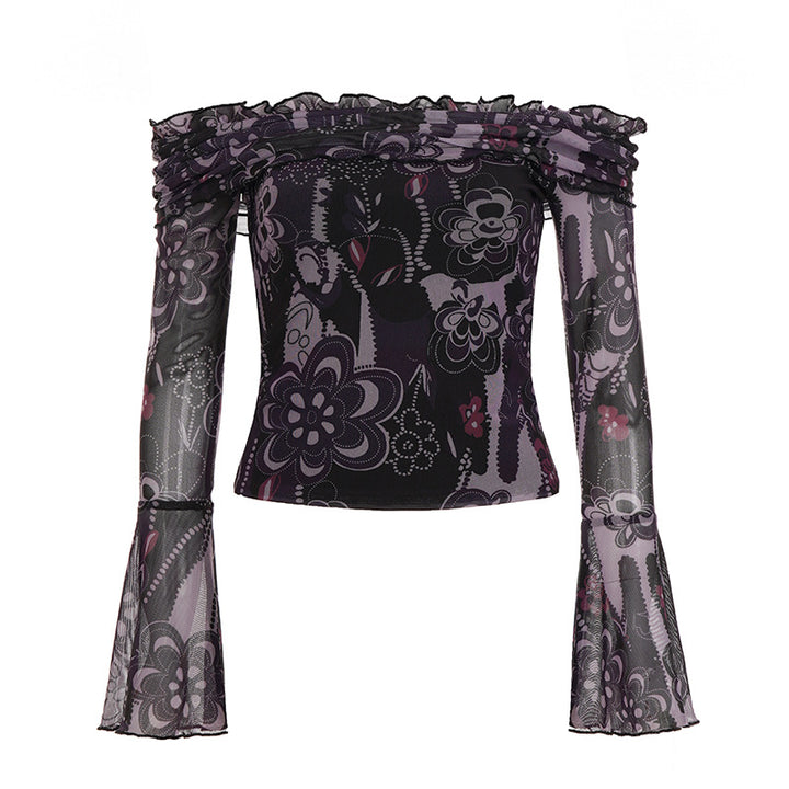Damen Off-Shoulder Bluse mit eleganten Rüschendetails und weiten Ärmeln Drune