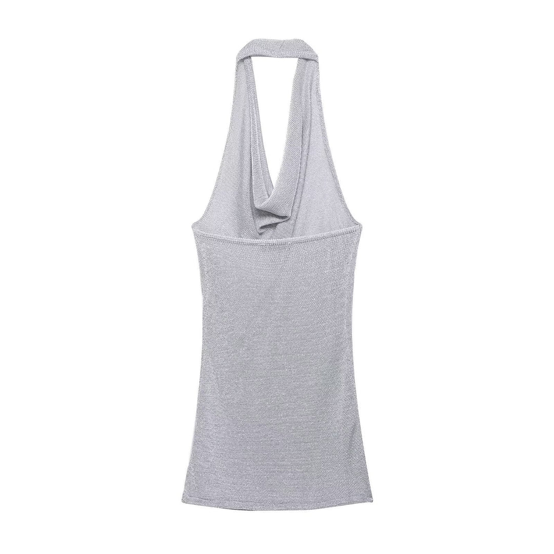 Damen Haltertop mit elegantem Wasserfallausschnitt und figurumspielendem Schnitt Drune