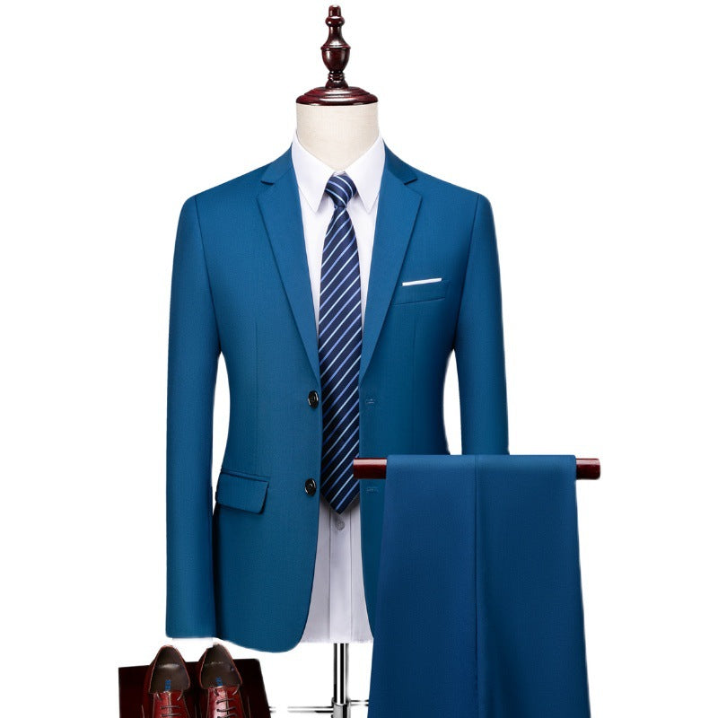 Herren nan Slim-Fit Einreiher-Anzugset mit Ein-Knopf-Sakko, schmaler Anzughose mit Bügelfalte und elastischem Stretchgewebe Drune