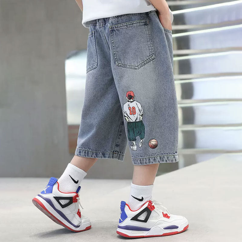 Jungen Basketball Shorts mit coolem Comic-Print Drune