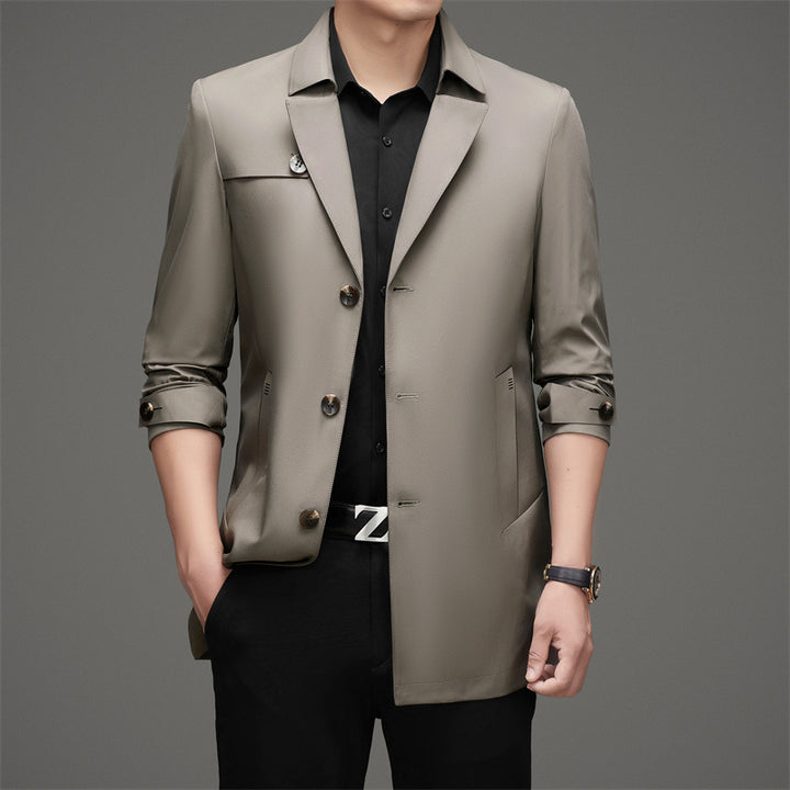 Herren Trenchcoat mit modischem Schnitt und funktionalen Taschen Drune