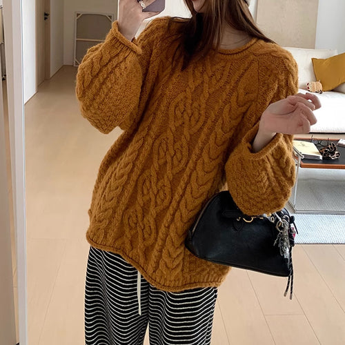 Damen Grobstrickpullover mit lässigem Schnitt und großzügigen Ärmeln Drune