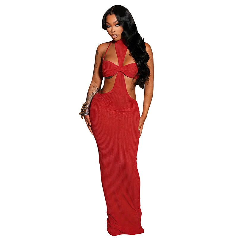 Damen Figurschmeichelndes Maxi-Kleid mit tiefem Ausschnitt und Raffungen Drune