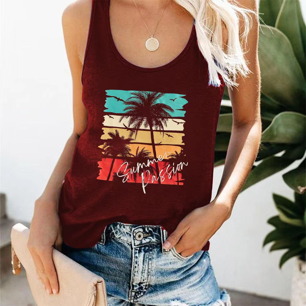 Damen ärmelloses Freizeitshirt mit trendigem Grafikdesign Drune