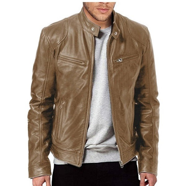 Herren Leder Bikerjacke mit asymmetrischem Reißverschluss