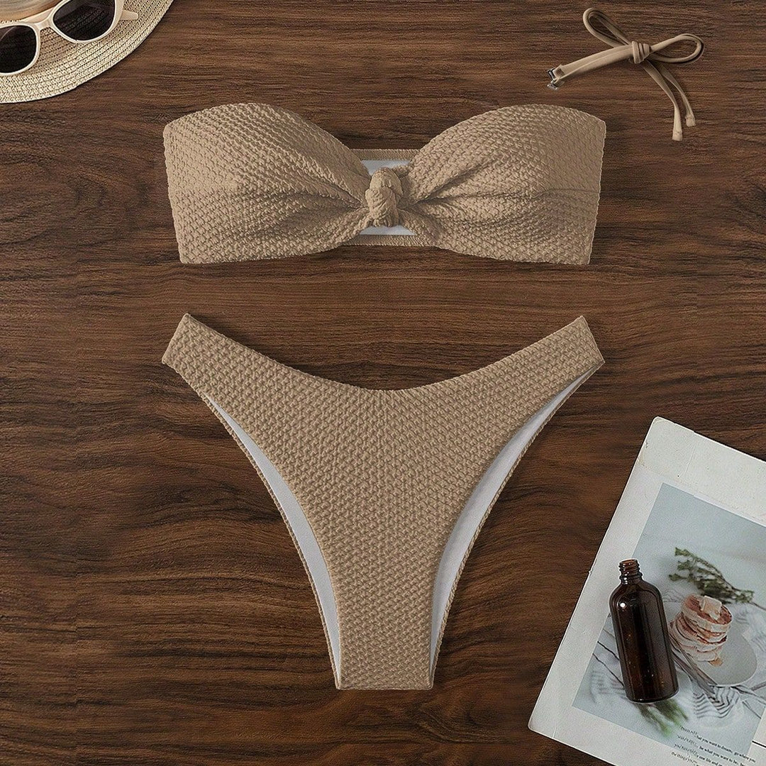 Damen Bandeau-Bikini mit strukturiertem Material Drune