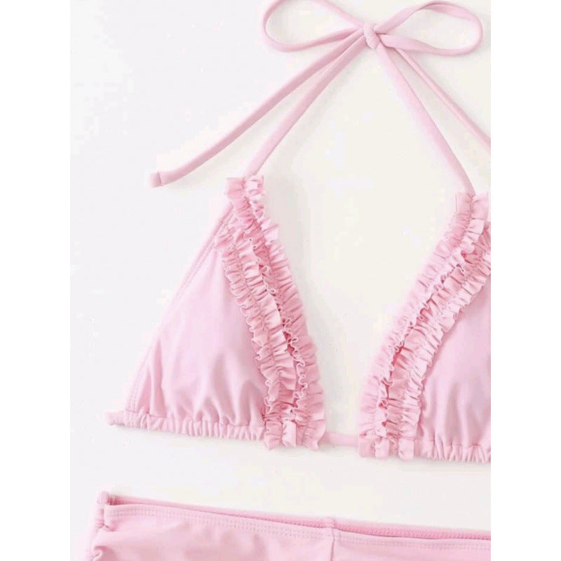 Damen Badeanzug-Set mit Rüschen und verstellbaren Bindebändern Drune