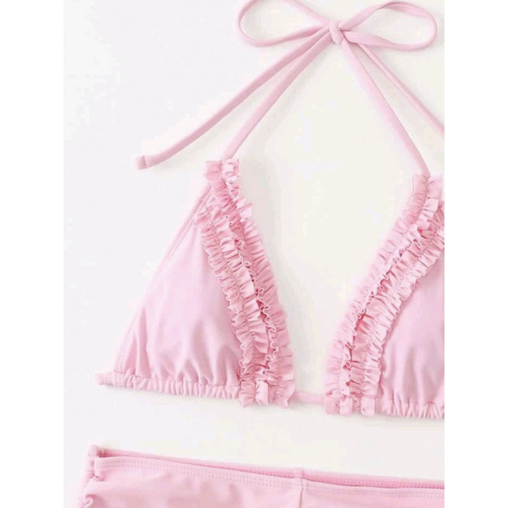 Damen Badeanzug-Set mit Rüschen und verstellbaren Bindebändern Drune