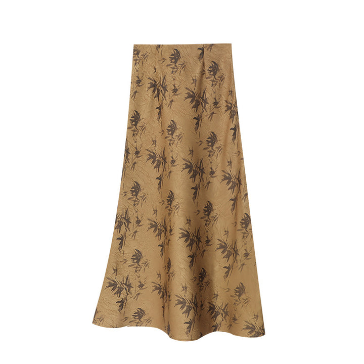 Damen Maxirock mit floralem Muster und luxuriösem Fall Drune