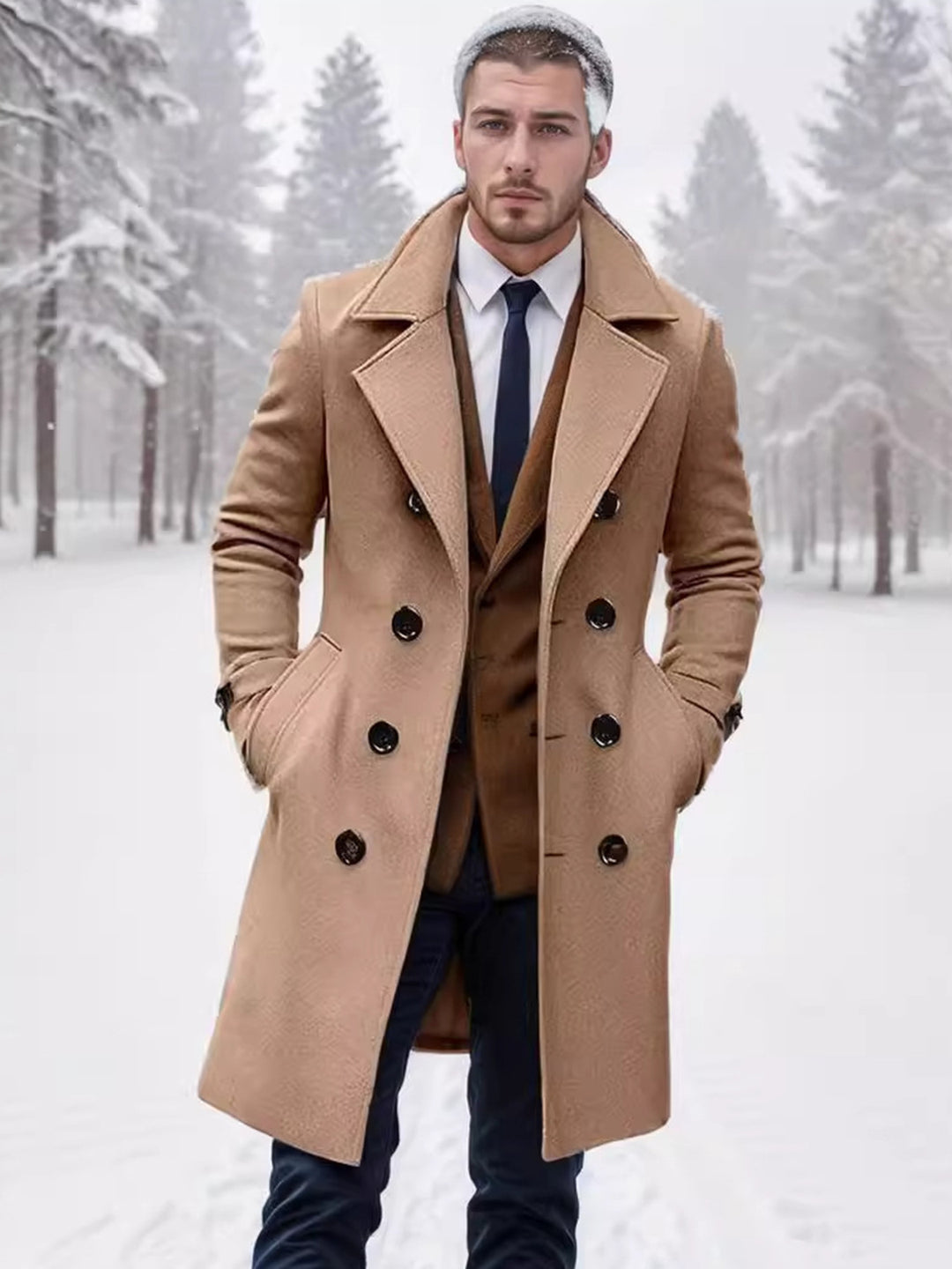 Herren eleganter Woll-Mantel Drune