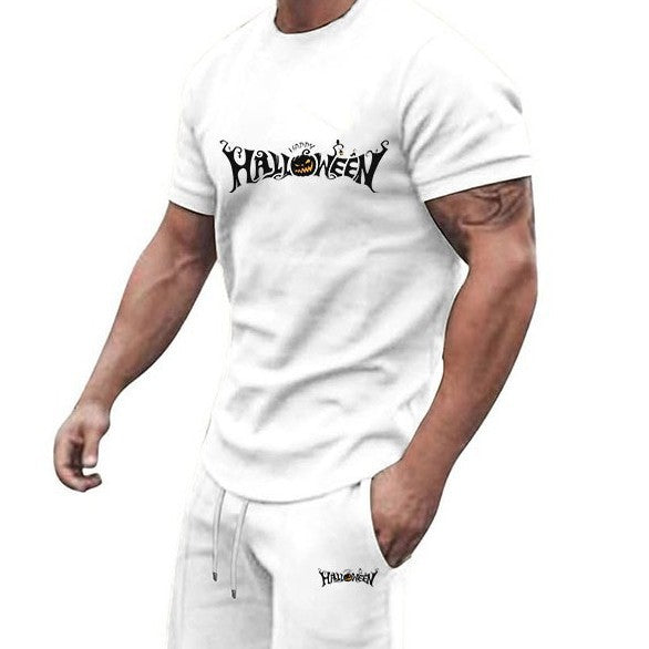 Herren lässiges Halloween-Set mit T-Shirt und Shorts Drune