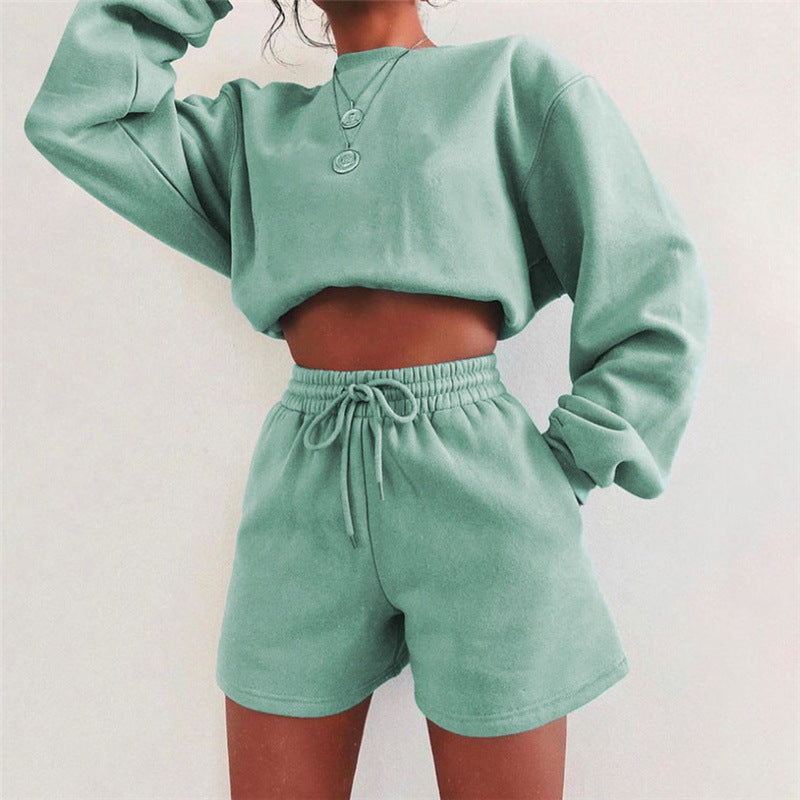 Damen lässiges und stylisches Sweatshirt-Shorts-Set Drune