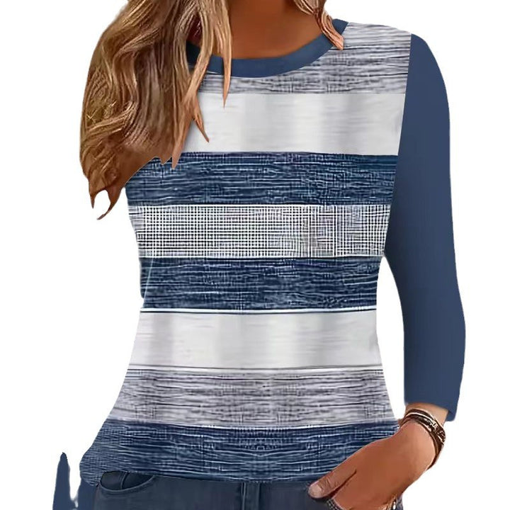Damen Lässig gestreiftes Langarmshirt mit modischem Schnitt Drune