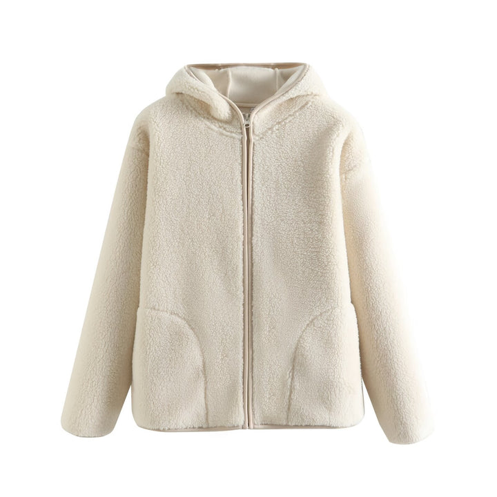 Damen Kuschelige Fleecejacke mit Kapuze und praktischen Taschen Drune