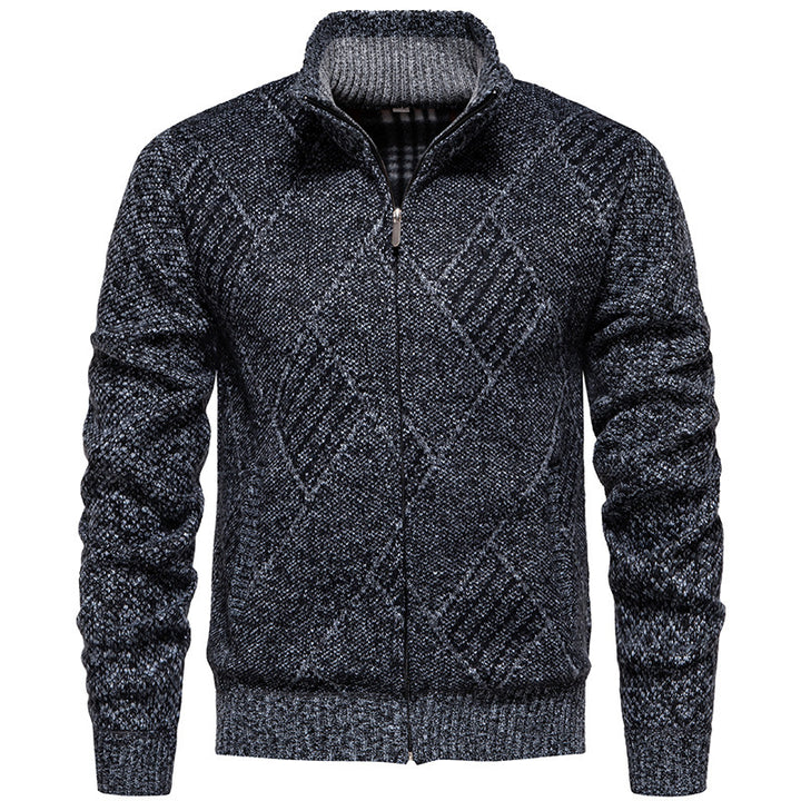 Herren modischer Strickjacke mit Stehkragen und einzigartigem Zopfdesign Drune
