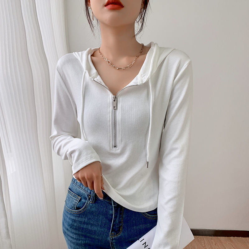 Damen lässiges Kapuzenshirt mit Reißverschluss Drune
