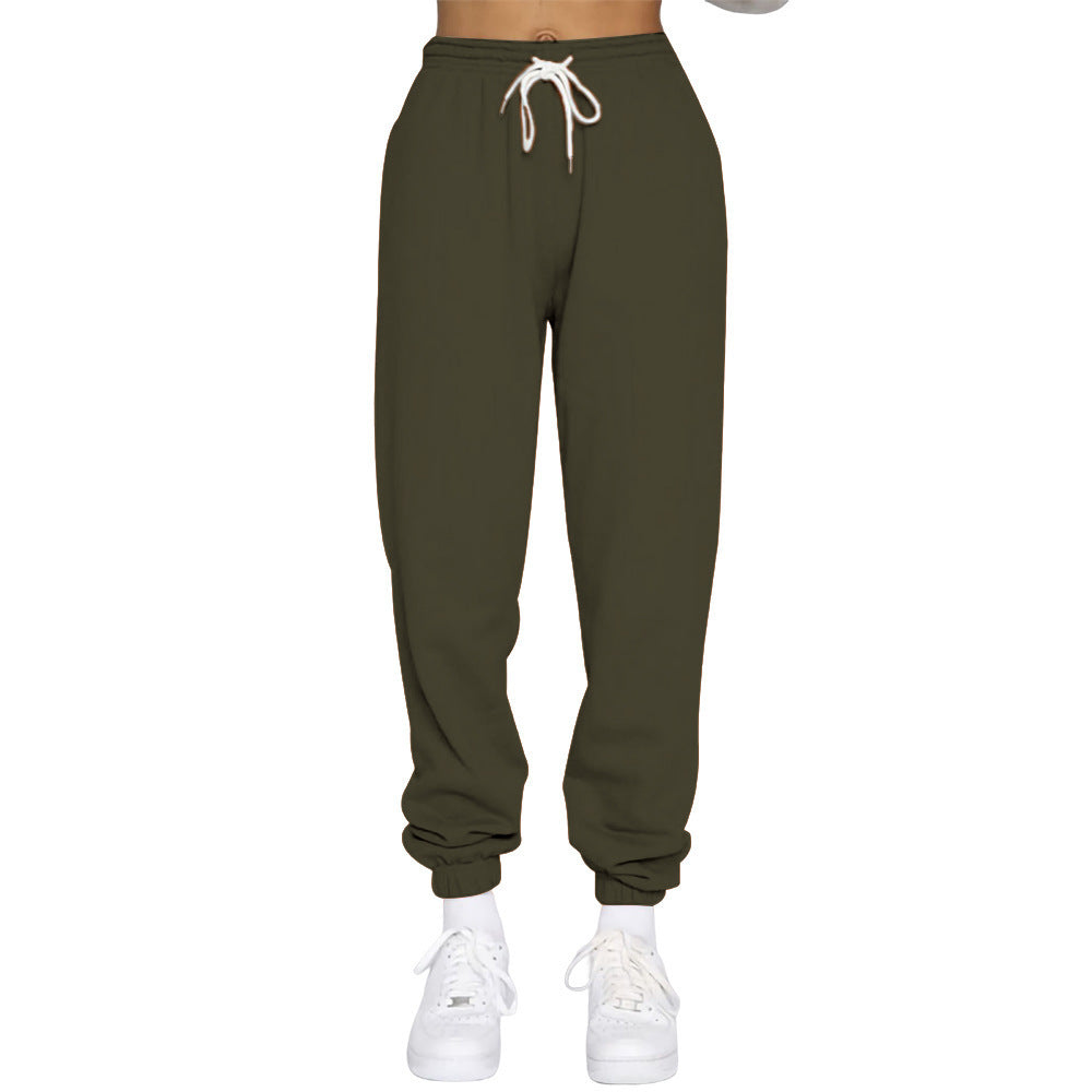 Damen nan High‑Waist Relax-Jogginghose mit elastischem Komfortbund, Kordelzug und gerippten Knöchelbündchen Drune