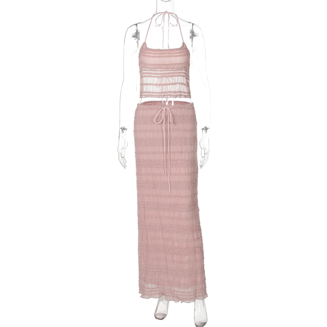 Damen Maxikleid mit schulterfreiem Design und Raffungen Drune