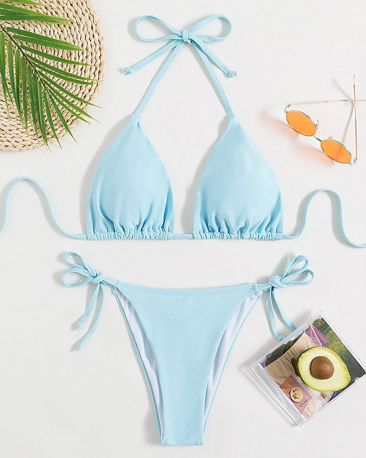 Damen Triangel-Bikini mit verstellbaren Bändern und elastischem Taillenbund Drune