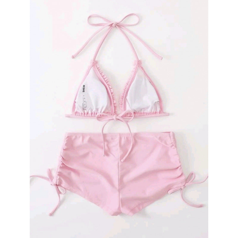 Damen Badeanzug-Set mit Rüschen und verstellbaren Bindebändern Drune