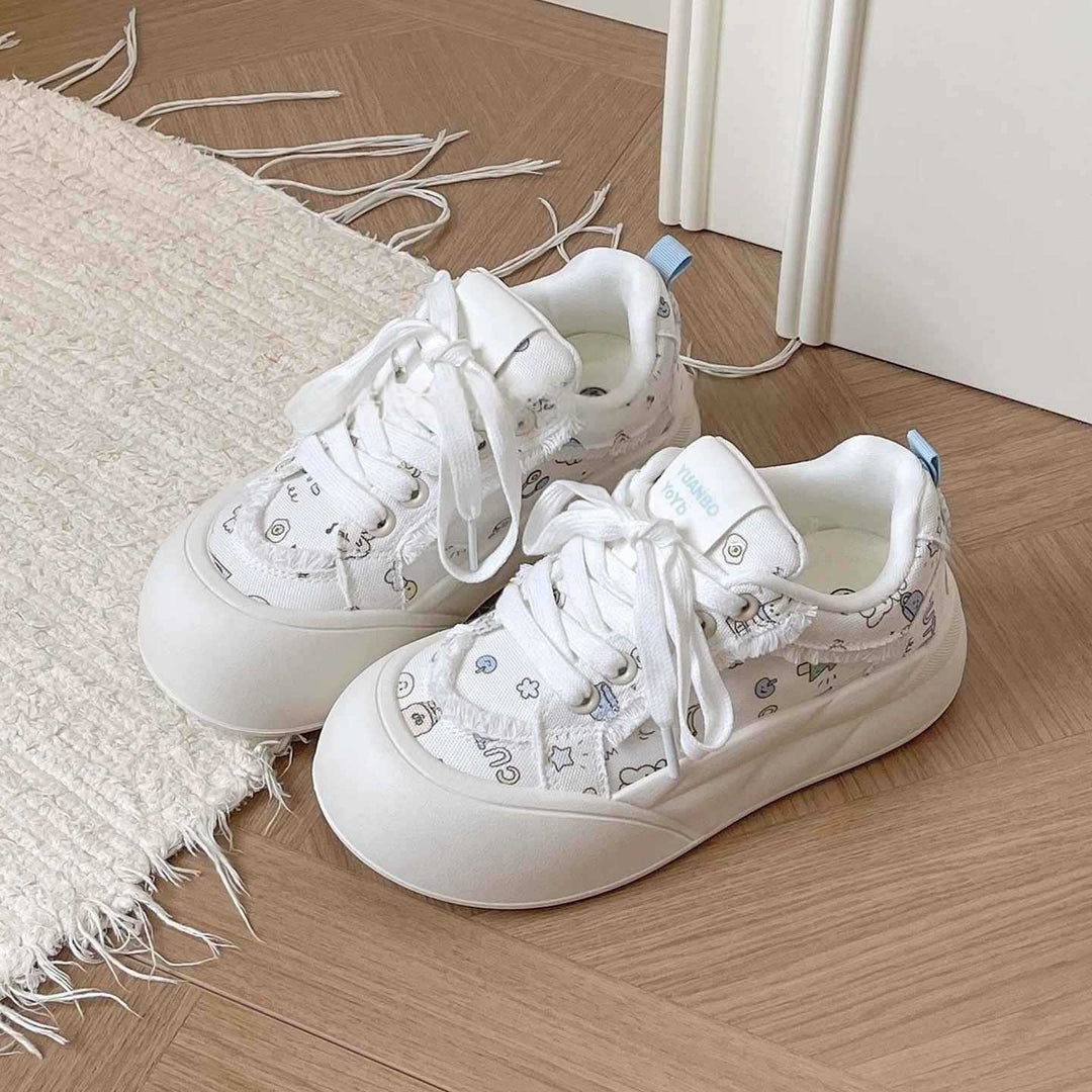 Damen Modische Freizeitsneaker mit floralem Design und komfortabler Sohle Drune