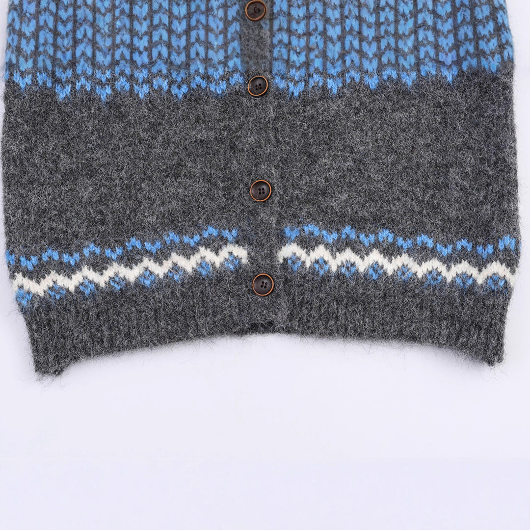 Damen Strickjacke mit klassischem Norwegerdesign und elegantem Stehkragen Drune