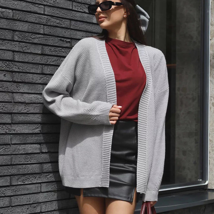 Damen Bouclé Cardigan mit lockerem Schnitt und weichem Material Drune
