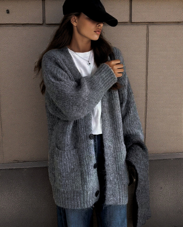 Damen Grobstrick-Cardigan mit einzigartigen Strukturmustern und praktischen Taschen Drune