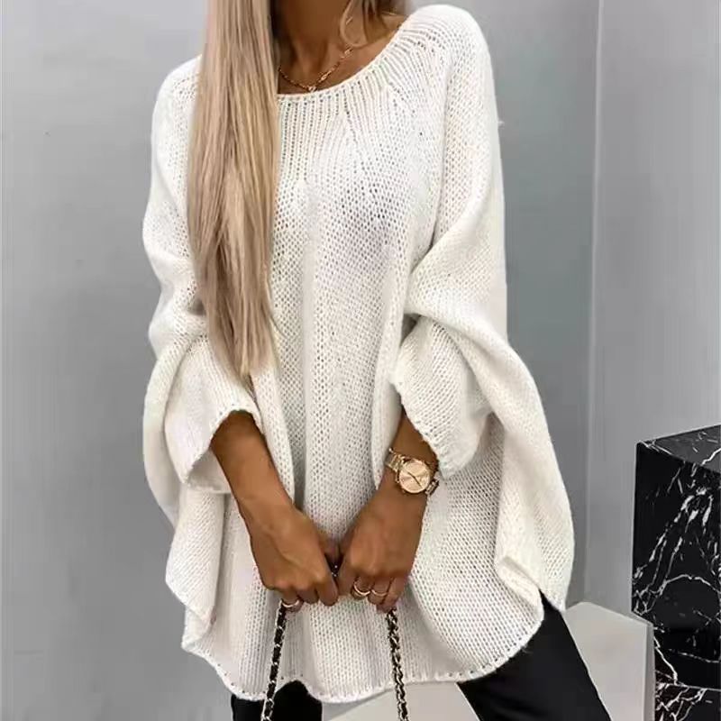 Drune | Strick Cape Pullover Übergröße Passform Grober Wollmix Fledermausärmel