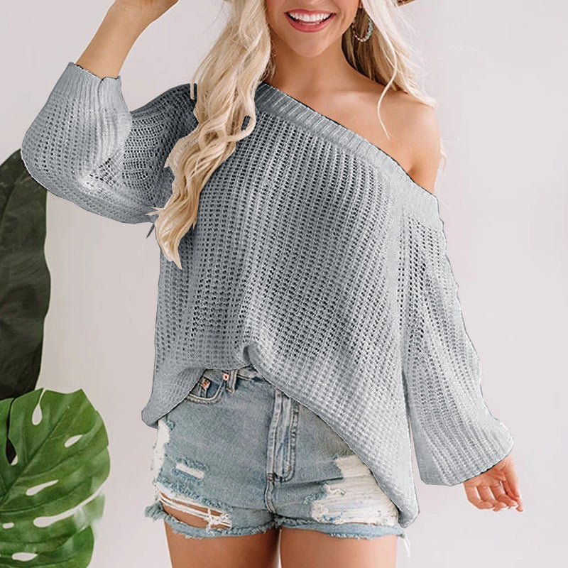 Damen Off-Shoulder Strickpullover mit weit geschnittenem Saum Drune