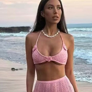 Damen Häkel-Strandkleid mit Kapuzenshirt Drune