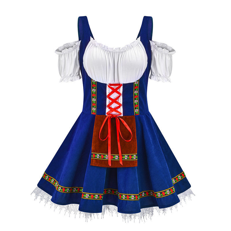 Damen nan Trachten-Minikleid mit geschnürtem Korsett, Spitzenunterrock und abnehmbarer Schürze Drune