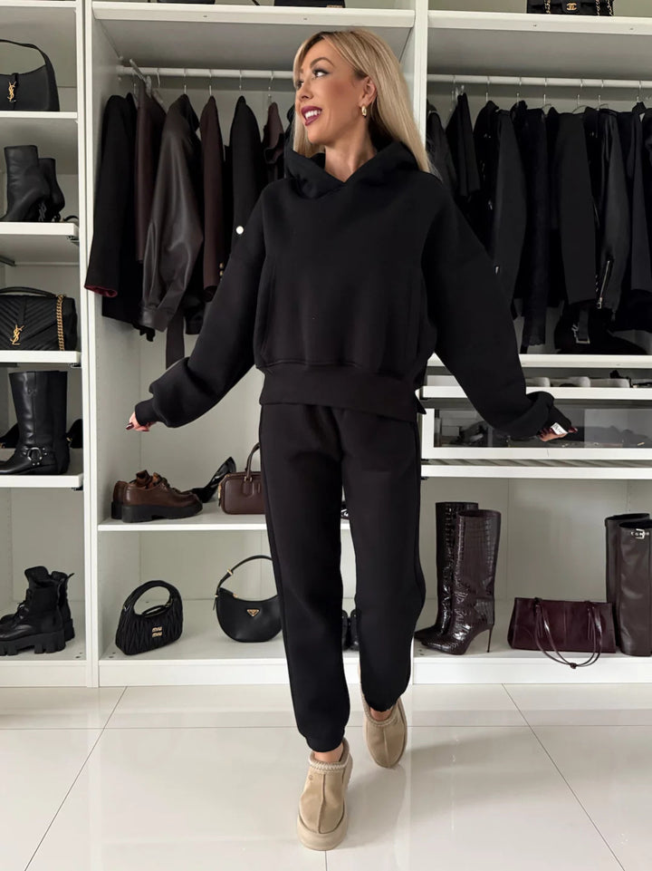 Damen Gemütliches Hoodie- und Jogginghosen-Set aus hochwertigem Material Drune