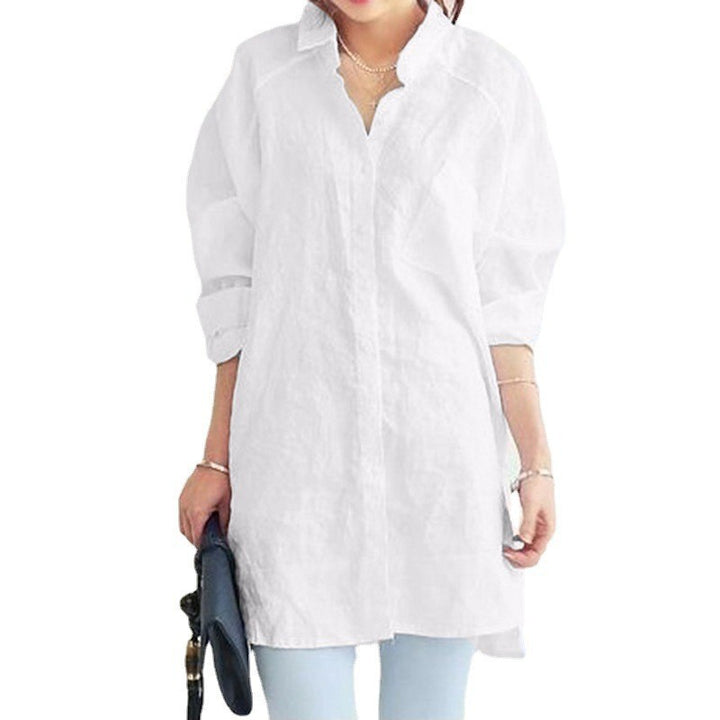 Damen Oversized Leinen Button-Up Tunika Drune