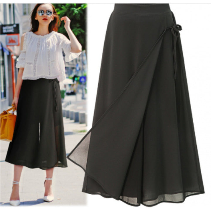 Damen Langer Wickelrock aus fließendem Chiffon Drune