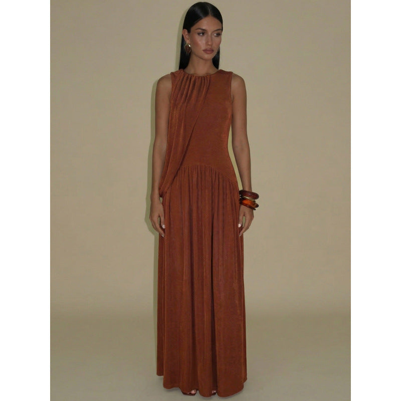 Damen Elegantes Maxikleid mit asymmetrischem Schnitt und fließendem Stoff Drune